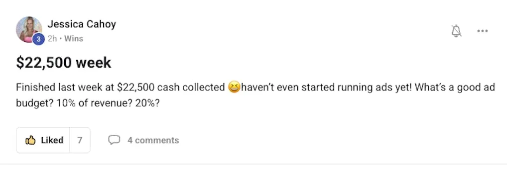 Jessica Cahoy — $22,500 week